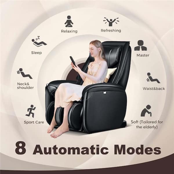 Black Full Body SL Track Zero Gravity Massage Chair with Pillow Reversible Footrest Heat
