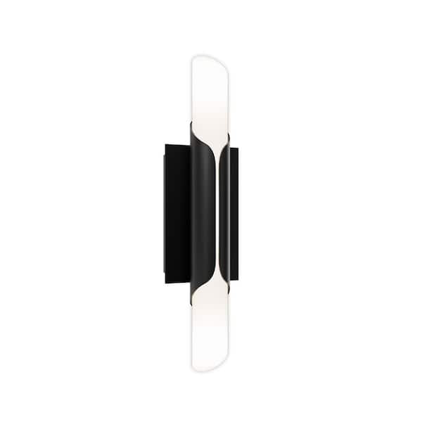 Wrappe 18 in. 1-Light Black Integrated LED Wall Sconce w/ Acrylic Shade and Selectable 4CCT 2700K-3000K-3500K-4000K