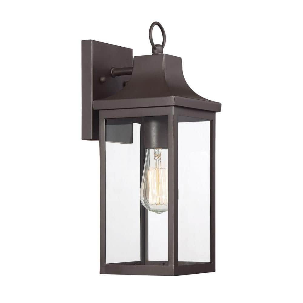 5.5 in. W x 15.25 in. H 1-Light Oil Rubbed Bronze Hardwired Outdoor Wall Lantern Sconce with Clear Glass Shade price history on PriceWatchPro