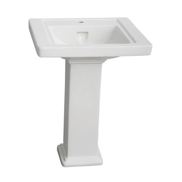 Barclay Products Empire 24 in. Pedestal Combo Bathroom Sink with 1 Faucet Hole in White