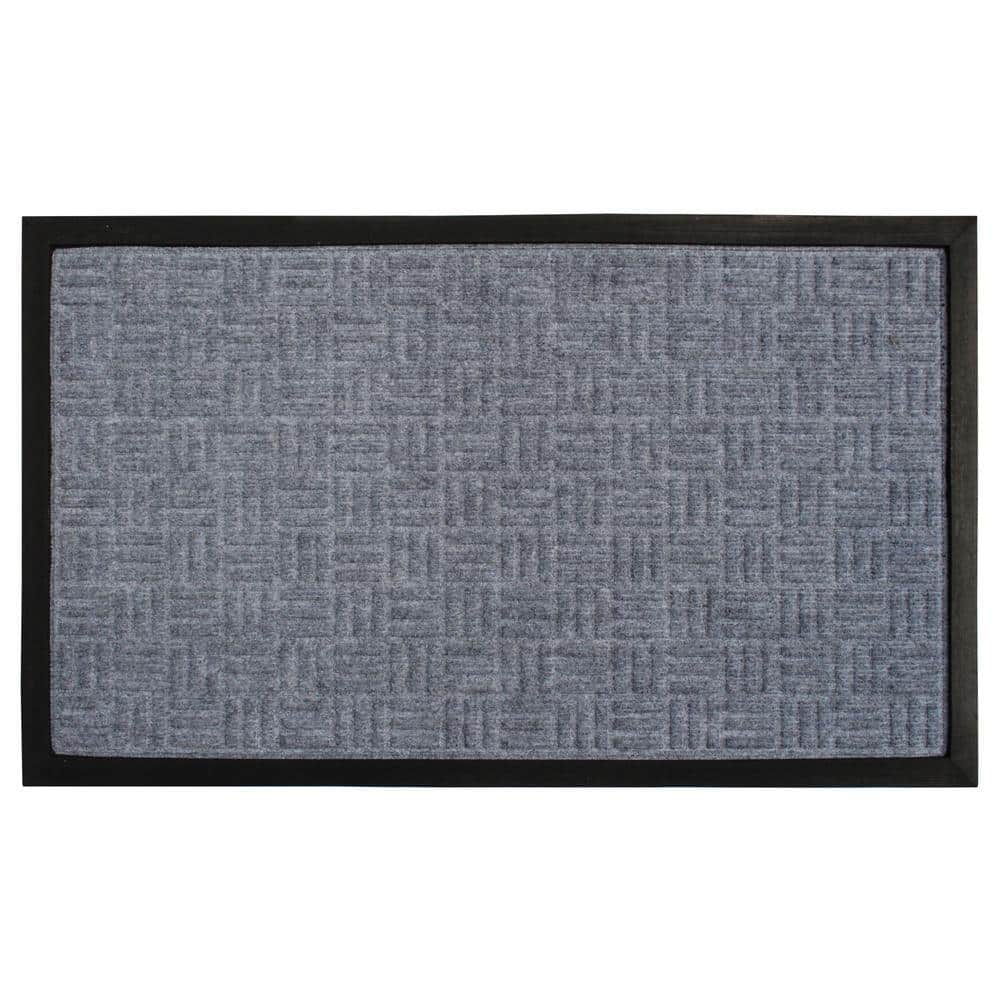 Patterned Gray 24 in. x 36 in. Rubber Non-Slip Indoor Outdoor Doormat