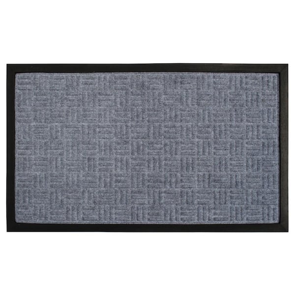 Unbranded Patterned Gray 24 in. x 36 in. Rubber Non-Slip Indoor Outdoor Doormat