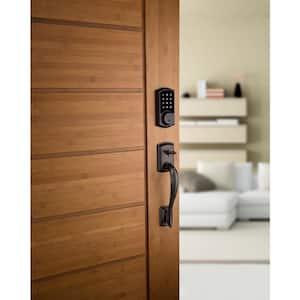 Premis Touchscreen Smart Lock Single Cylinder Venetian Bronze Keypad Electronic with Avalon Handleset and Tustin Lever