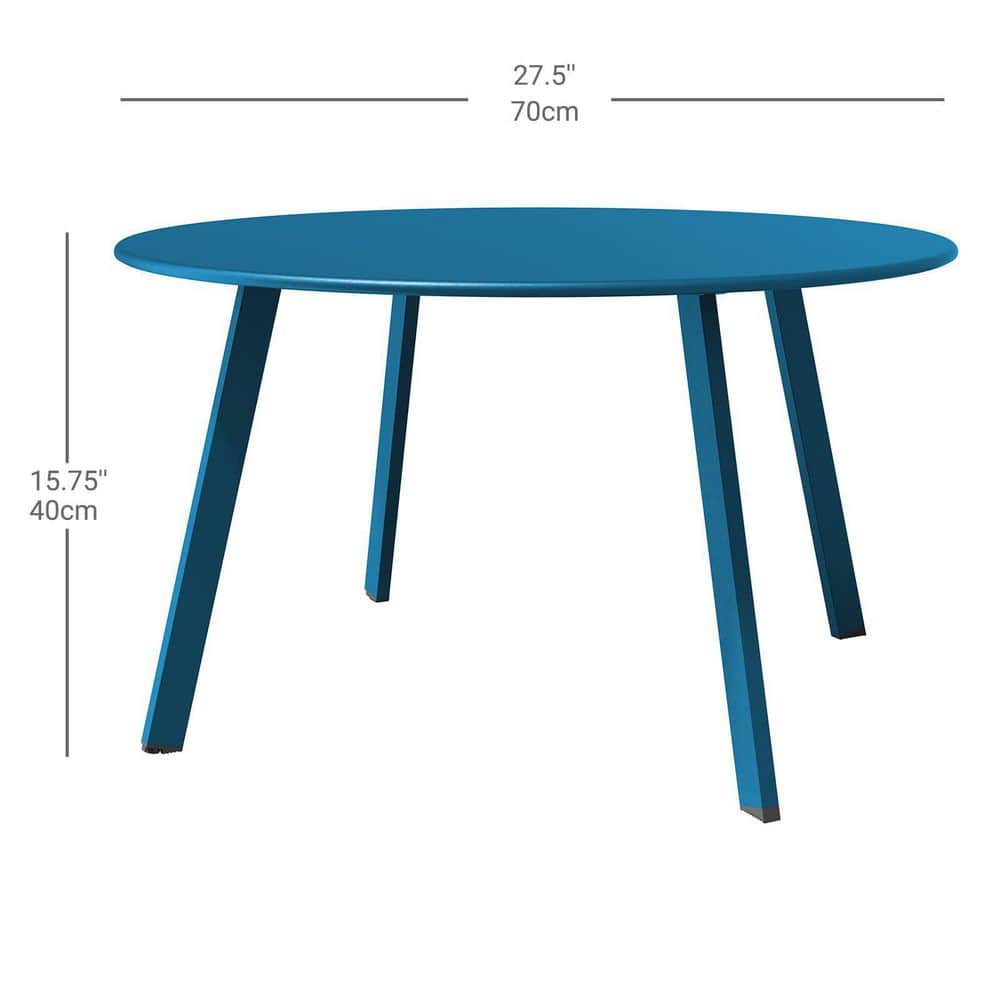 Peacock Blue Round Steel Outdoor Coffee Table