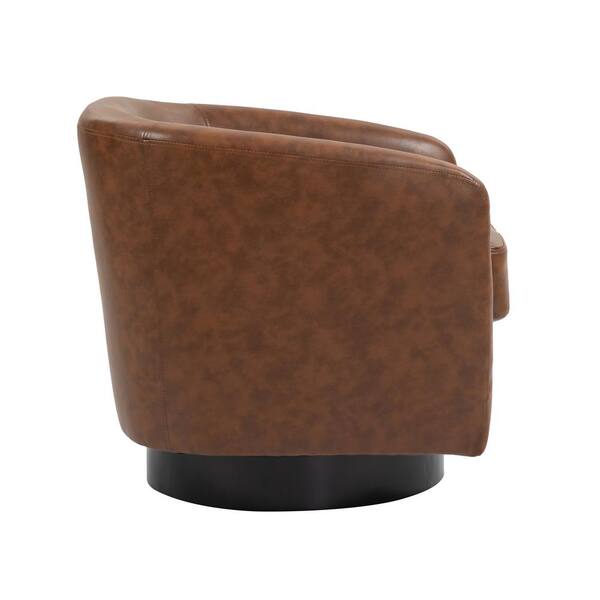 Uixe Coffee PU Leather Upholstered 360° Swivel Arm Chair