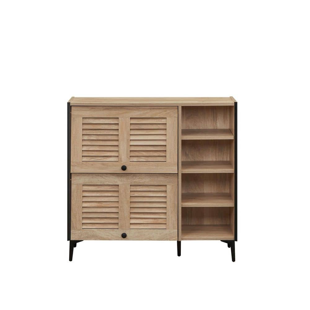 Costway 34 in. H x 35.5 in. W Natural Shoe Storage Cabinet with