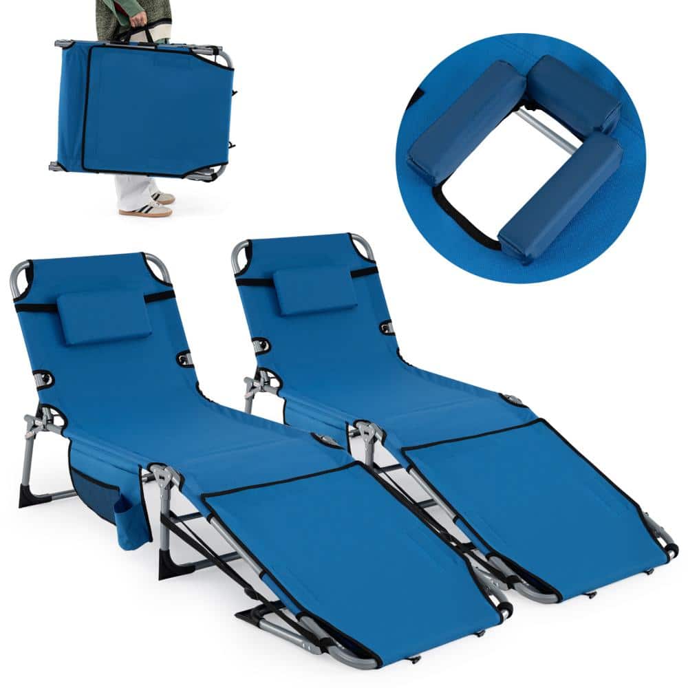 Set of 2 Folding Tanning Chairs with Face and Arm Holes, 4-Level Backrests and 330 lb. Capacity, Blue price history on PriceWatchPro