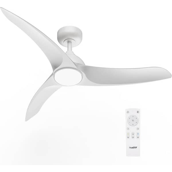 42 in White Standard Downrod Mount Low Profile Ceiling Fan with Light and Remote Control,3CCT, Dimmable,Quiet Reversible