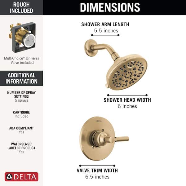 Delta Lorna Gold Single Handle 5-Spray Shower Faucet 1.75 GPM with