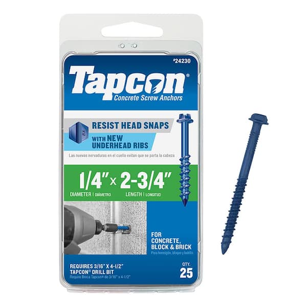 Tapcon 1/4 in. x 2-3/4 in. Hex-Washer-Head Concrete Anchors (25-Pack)