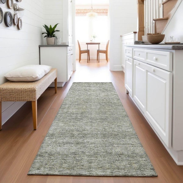 Mayfield Premium Machine Washable Abstract AMF1163 Sage 2 ft. 3 in. x 7 ft. 6 in. Runner Rug