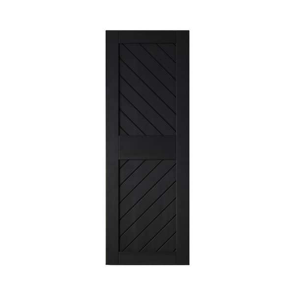 XT4 26 in. x 84 in. C-Panel Solid Core Black Slanted Stripe Design Pine Wood Interior Sliding Barn Door Slab