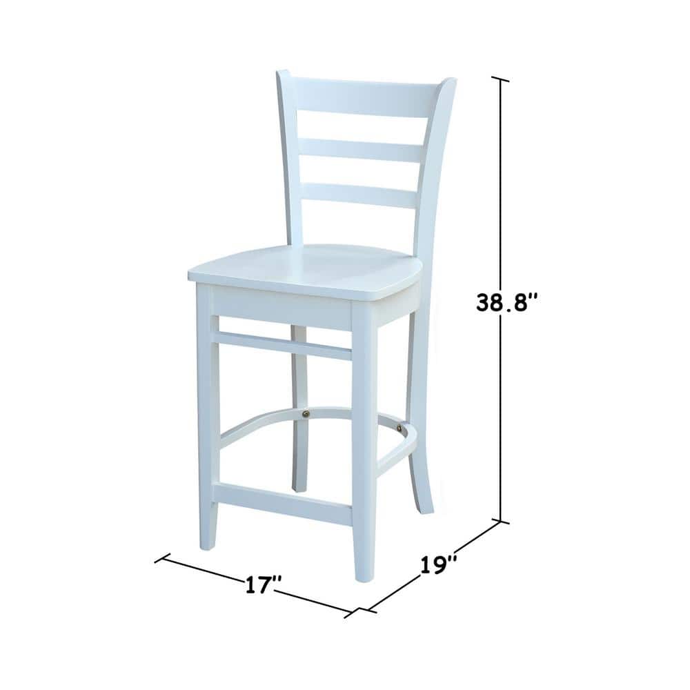 Emily Solid Wood White Counter Height Barstool 41"