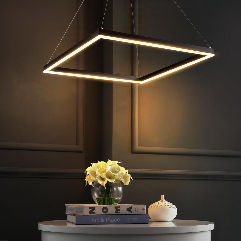 Nero 23.63" Black Aluminum LED Square Pendant Light