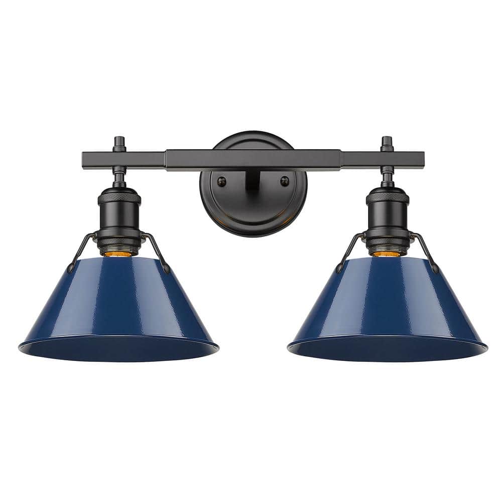 Black and Navy Metal 2-Light Dimmable Vanity Fixture