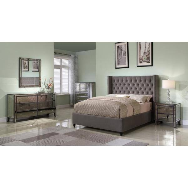 Best Master Furniture Thea Velour Grey Platform Bed California King T1920gck The Home Depot Best Master Furniture Thea Velour Grey, Art Van California King Bed