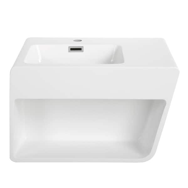 Streamline 23.6 in. W x 17.7 in. D x 14.1 in. H Vanity in Glossy White with Solid Surface Resin Top in White with White Basin