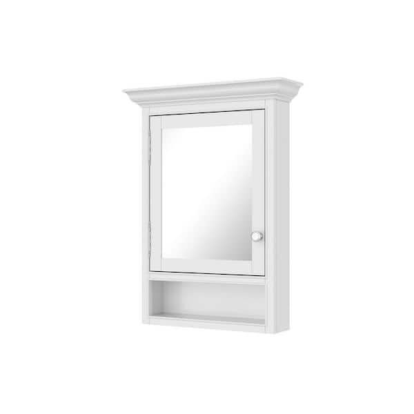 24 in. W x 32 in. H Rectangular White Wood Framed Bathroom Medicine Cabinet with Mirror Surface Wall Storage Cabinet