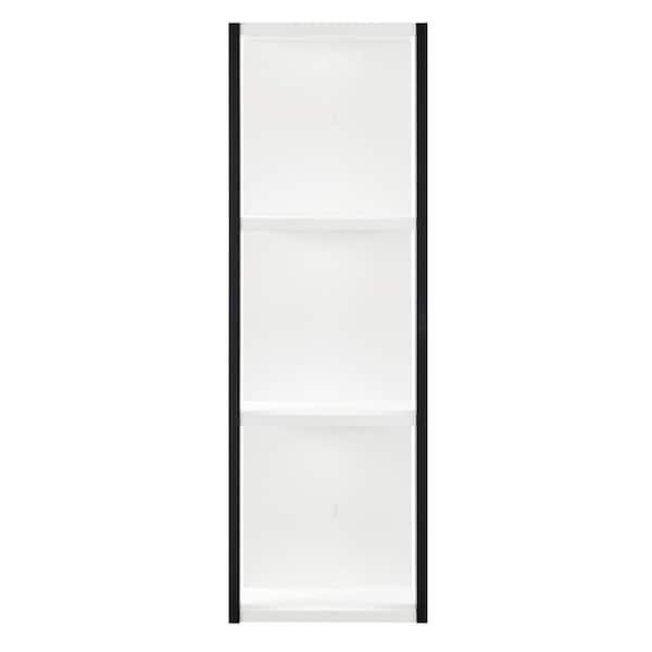DANYA B Recife 30.75 in. x 10.5 in. x 7.7 in. Vertical Three-Tier Modern Shadow Box Cube Decorative Wall Shelf - White/Black