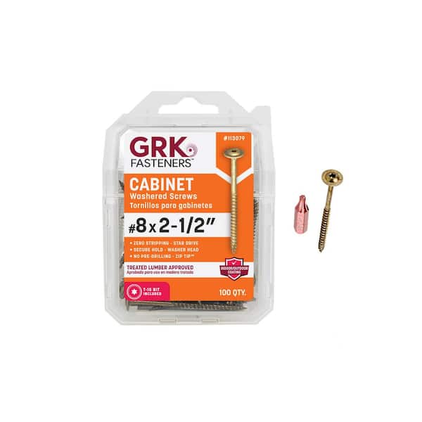 #8 x 2-1/2 in. Star Drive Low Profile Washer-Head Wood Cabinet Screw (100 per Pack)