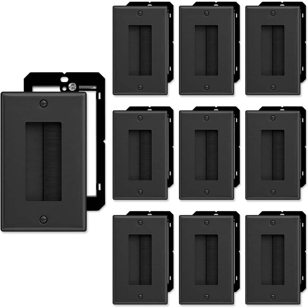 10-Pack Single Gang Black Plastic Brush Wall Plate with Low Voltage Mounting Bracket, Cable Access Strap, Wall Socket price history on PriceWatchPro