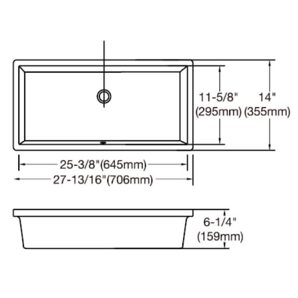 Kingsman Hardware 27-13/16 in. Rectangle Undermount Vitreous Glazed Ceramic Lavatory Vanity Bathroom Sink in Pure White
