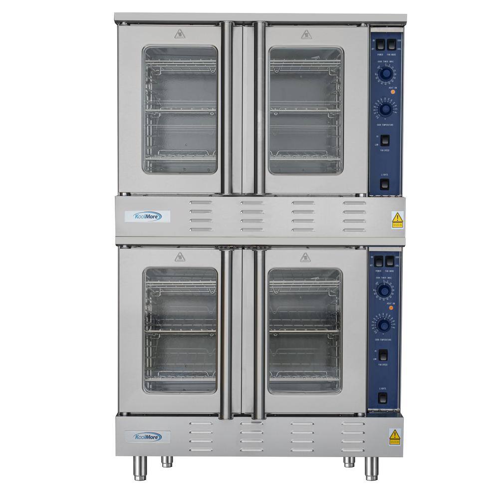 Koolmore 38 in. Full-Size Double Commercial Liquid Propane Convection Oven 108,000 BTU Total With Stacking Kit