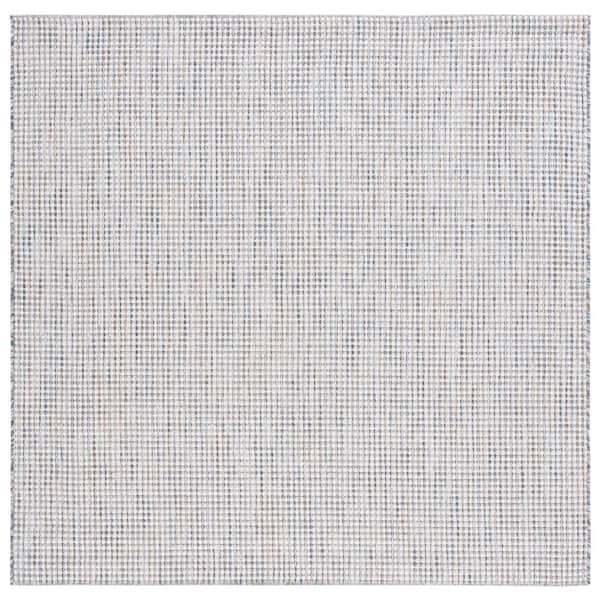 SAFAVIEH Courtyard Ivory/Beige Gray 7 ft. x 7 ft. Woven Geometric Indoor/Outdoor Square Area Rug