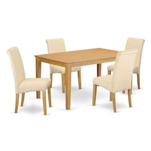 5-Piece Natural Oak Finish Solid Wood Top - Dining Room Set - Seats 4