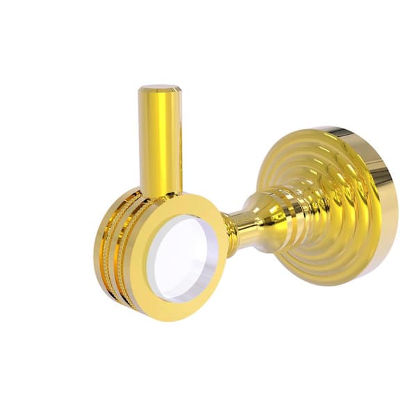 Allied Brass Pacific Grove Collection J-Hook Robe/Towel Hook with Dotted Accents in Polished Brass