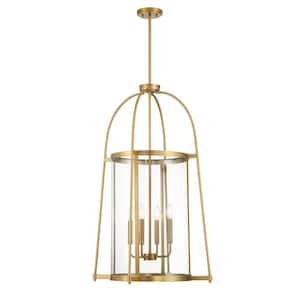 Rosedale 4-Light Warm Brass Pendant Light with Clear Glass Shades