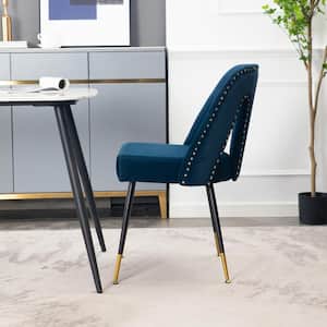 Blue Velvet Upholstered Dining Chair (Set of 2)