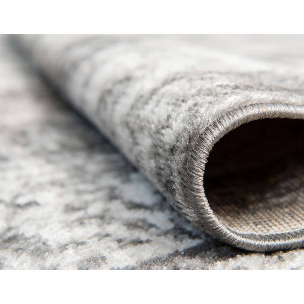 Reversible Easy-Care Gray Synthetic Rectangular Rug