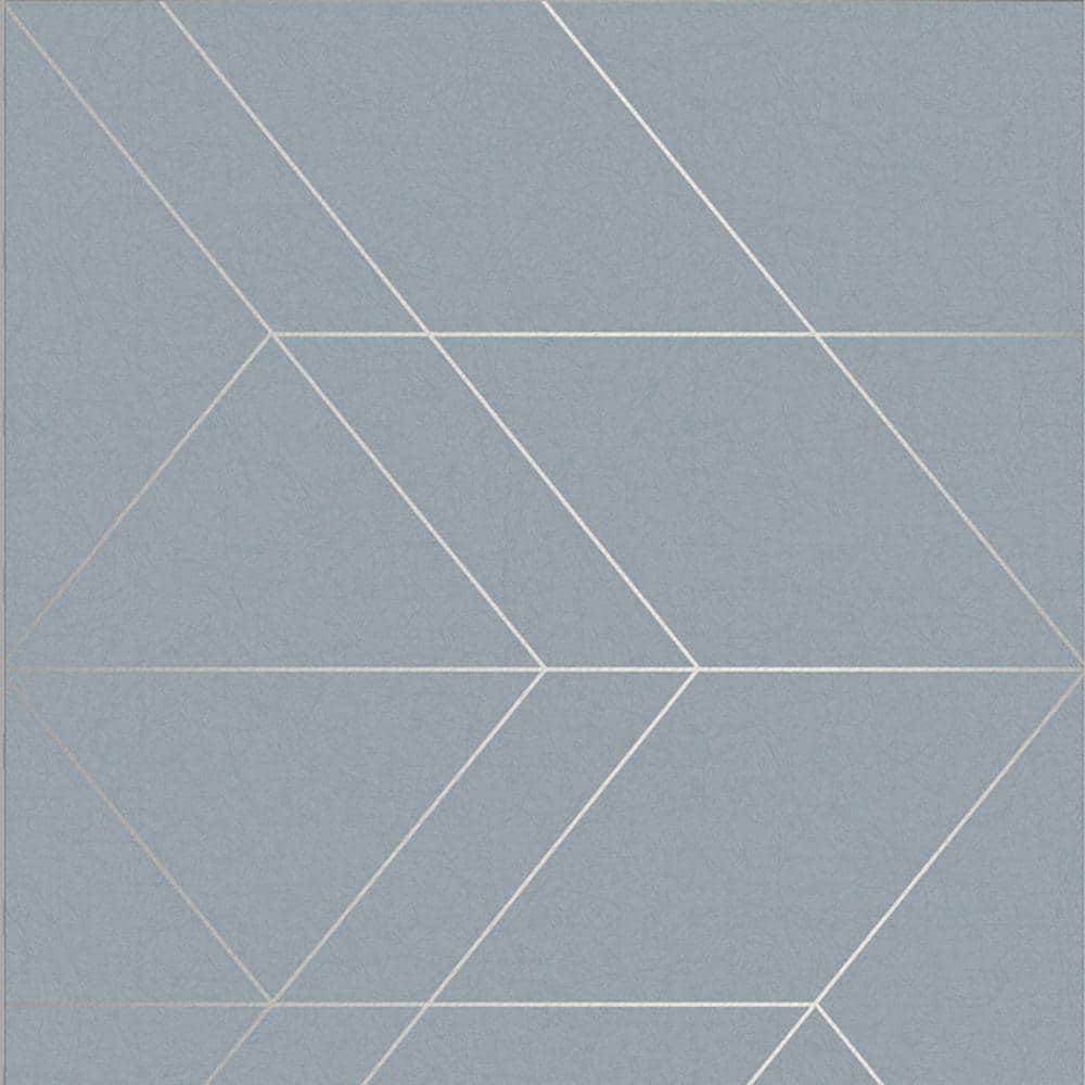 Deep Sky Blue Geometric Metallic Paste the Wall Wallpaper