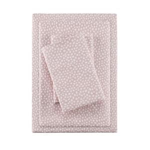 Cozy Cotton Flannel 4-Piece Blush Dots Cotton Full Printed Sheet Set