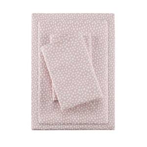 Cozy Cotton Flannel 4-Piece Blush Dots Cotton King Printed Sheet Set