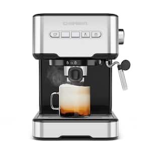 1-2 Cup Stainless Steel Espresso Machine with Steamer 6 in 1Coffee, Cappuccino, Latte, Coffee Machine and Frother