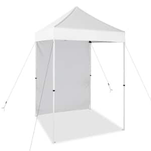 5 ft. x 5 ft. White Pop Up Canopy with 1 Removable Sunwall