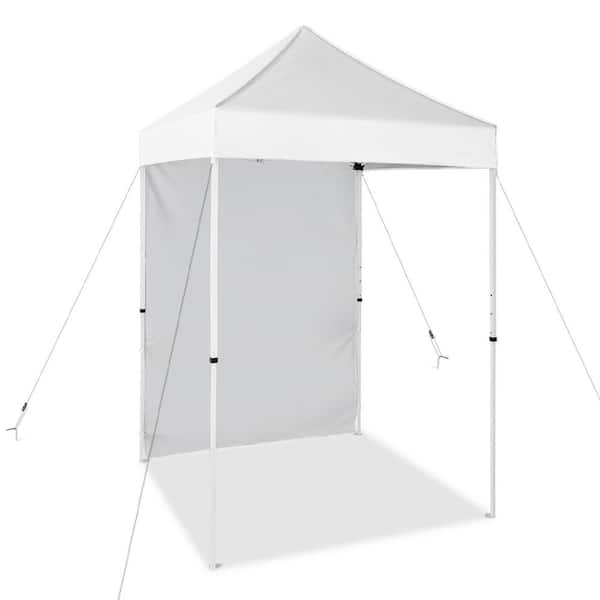 EAGLE PEAK 5 ft. x 5 ft. White Pop Up Canopy with 1 Removable Sunwall