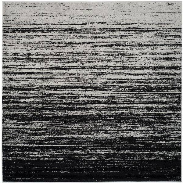 SAFAVIEH Adirondack Silver/Black Solid Color 4 ft. x 4 ft. Striped ...