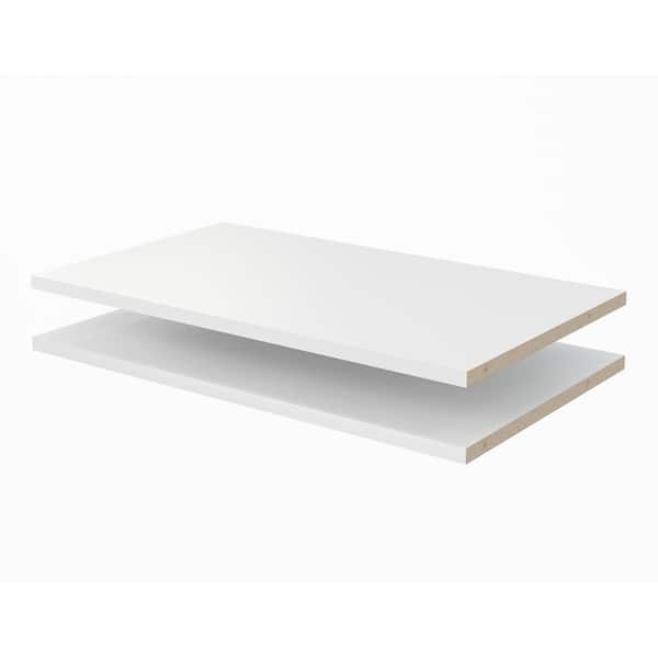 24 in. x 14 in. Classic White Wood Shelves (2-Pack)