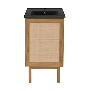 Classe 18 in. Bathroom Vanity in Oak with Black Ceramic Sink Top