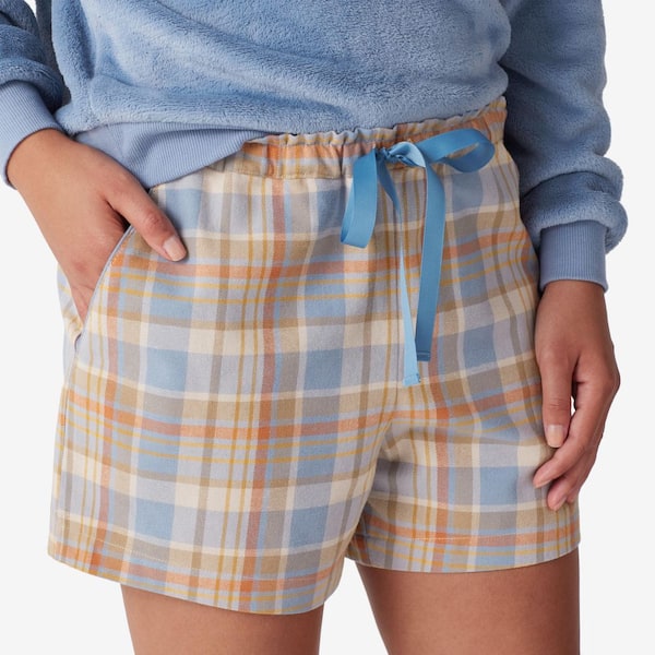 Women's 2 Pack Soft Flannel Plaid Pajama Lounge Boxer Shorts - Set