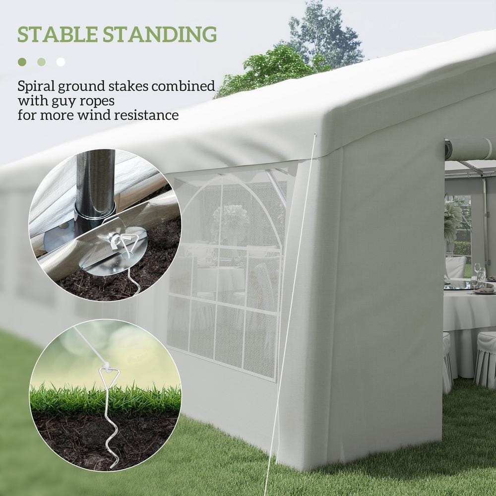 Outsunny 40' x 20' White Steel Frame Party Tent