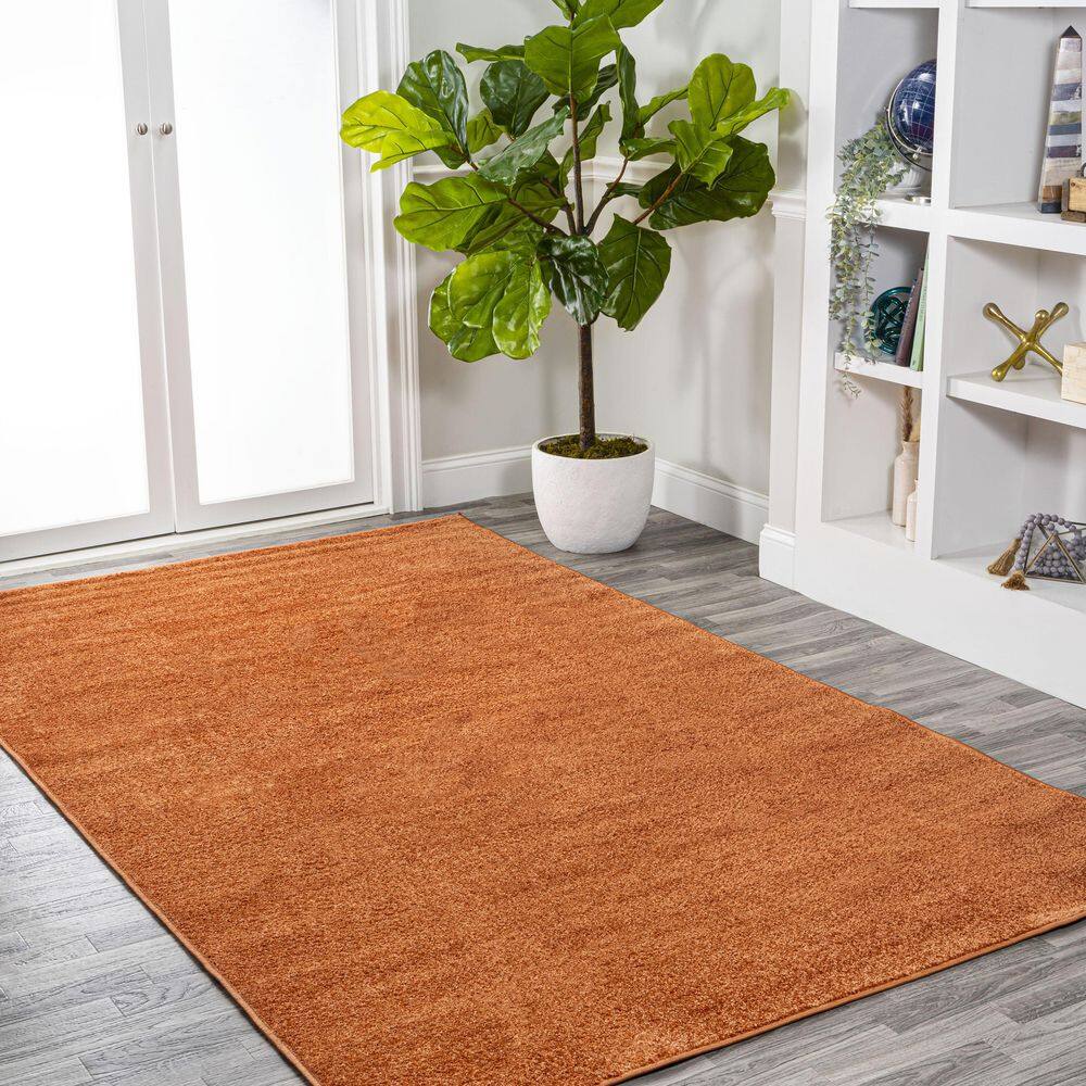Haze Solid Orange Synthetic 8' x 10' Area Rug