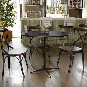 36 in. Round Black Wood with Metal Frame (Seats 4)