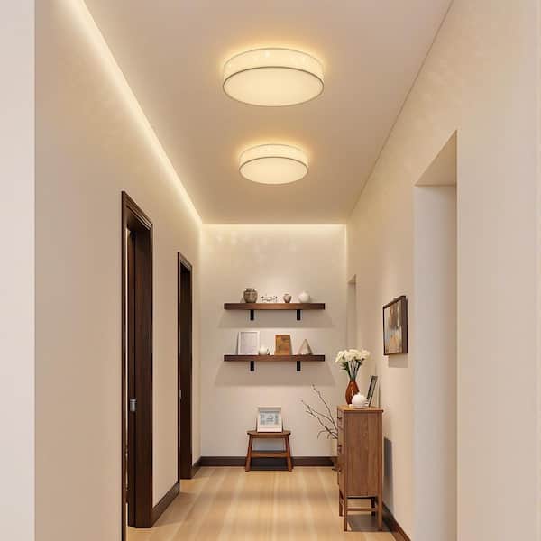 TOZING 15 in. Modern White Round Satin Integrated LED Flush Mount