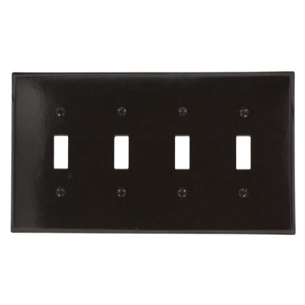 Brown Thermoset 4-Gang Toggle Switch Wallplate