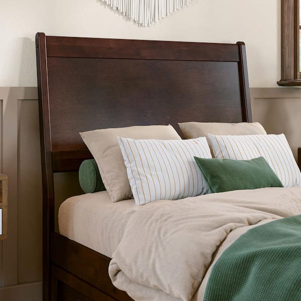 AFI Casanova Sleigh Walnut Brown Twin Solid Wood Panel Headboard