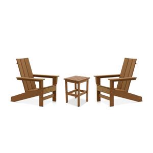 Aria Teak Recycled Plastic Modern Adirondack Chair with Side Table (2-Pack)